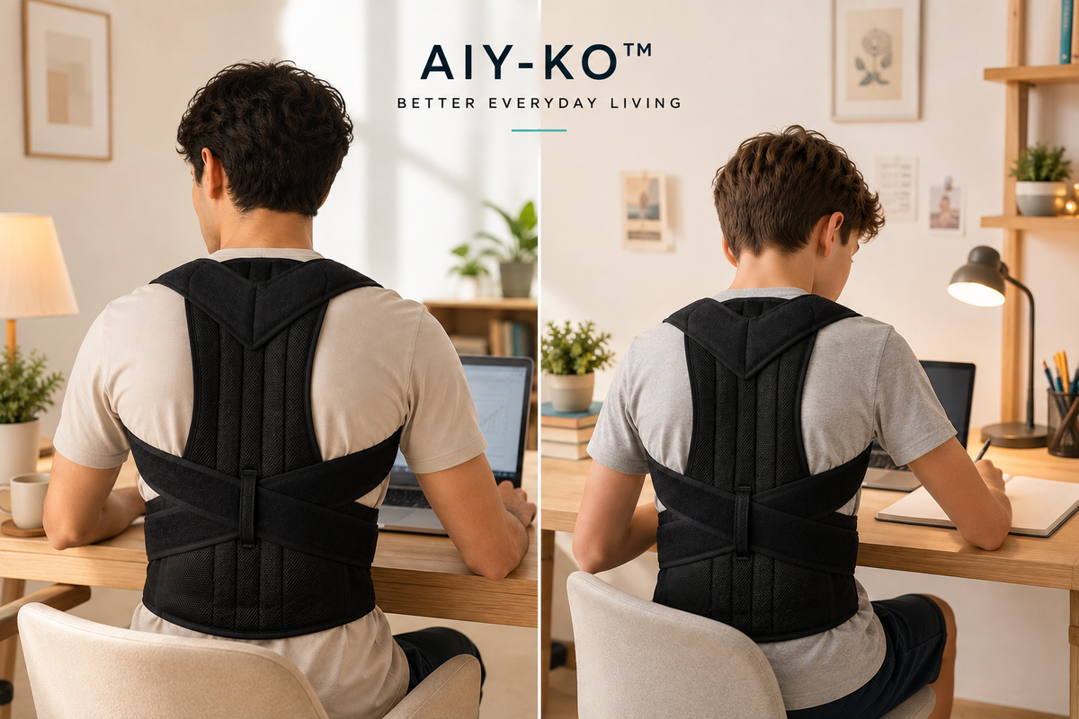 Posture corrector for teens studying at a desk